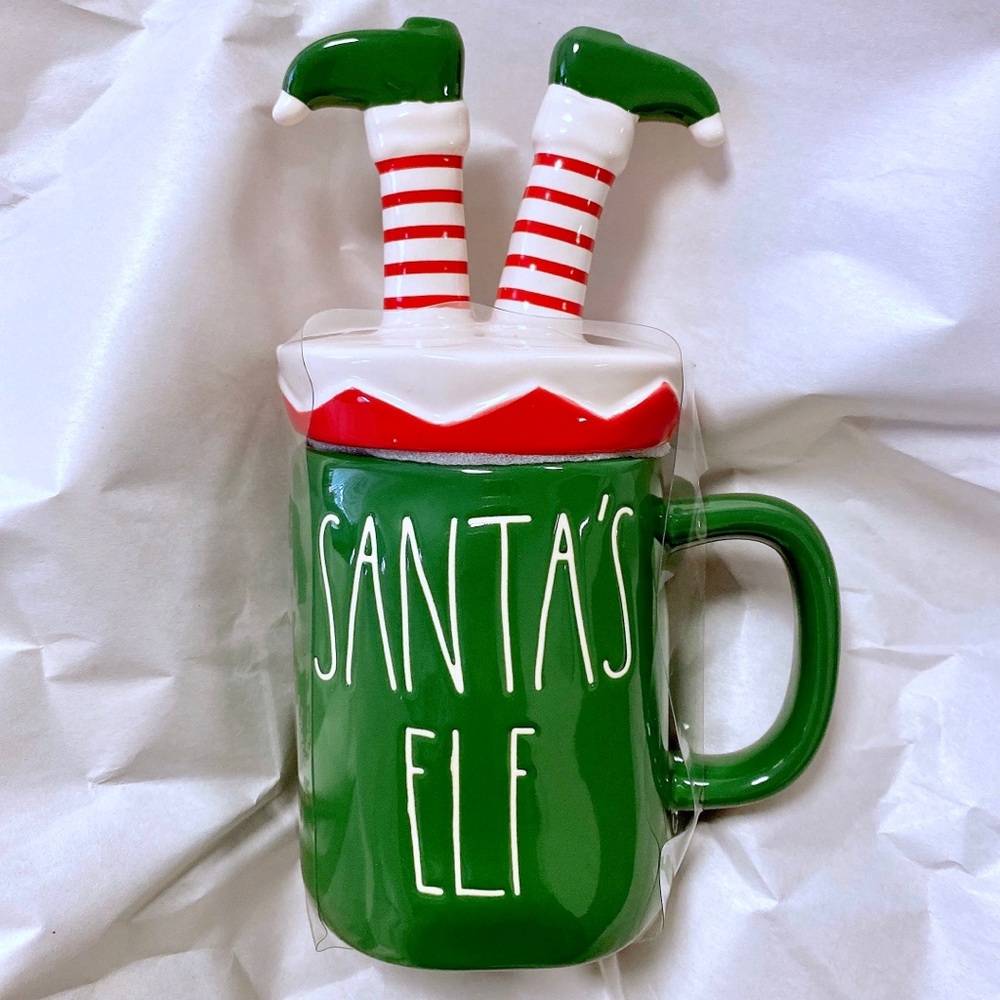 Rae Dunn Santa’s Elf Christmas Mug With Topper